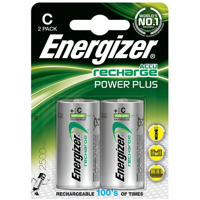 Acumulator 7638900138740, ENERGIZER Power Plus, C, HR14, 1.2V, 2500mAh, 2 pieces
