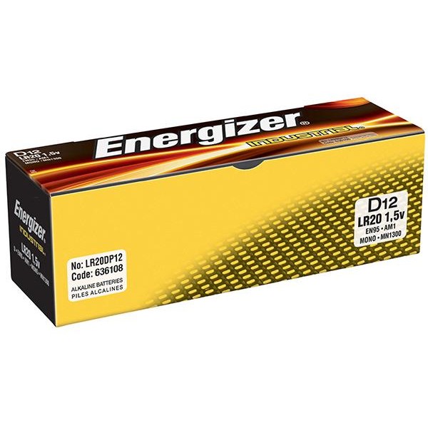 Acumulator 7638900361087, ENERGIZER Industrial, D, LR20, 1.5V, 12 pcs