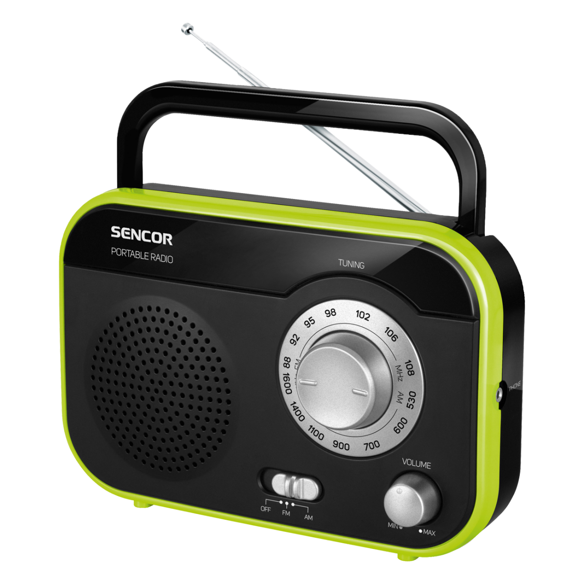Aparat radio SRD210BGN, portabil, 1W RMS, negru/ verde