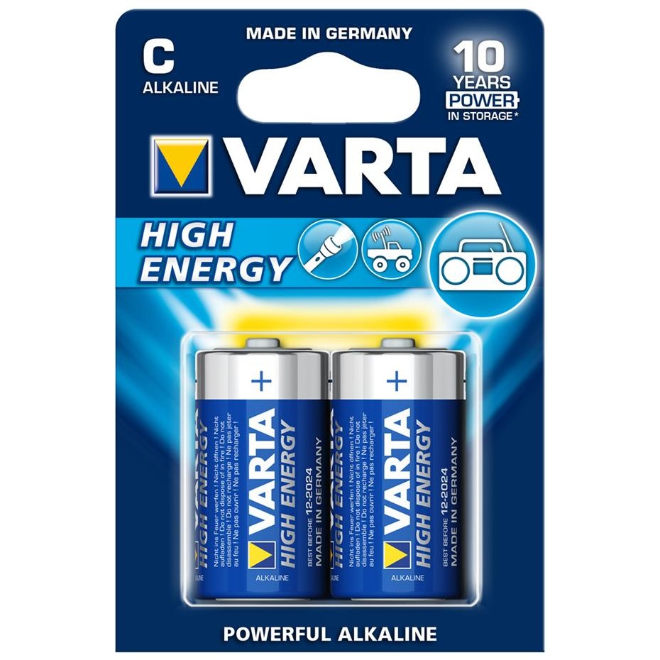 Baterie alcalina VARTA BAVA 4914,  R14 (typ C,) 2 bucati high energy