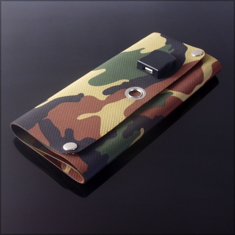 Baterie externa incarcator solar flexibil 3W S3W1C, 630mAh, army