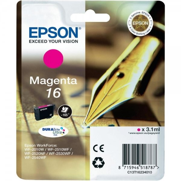 Cartus inkjet Epson 16 C13T16234010, Magenta, 165 pag