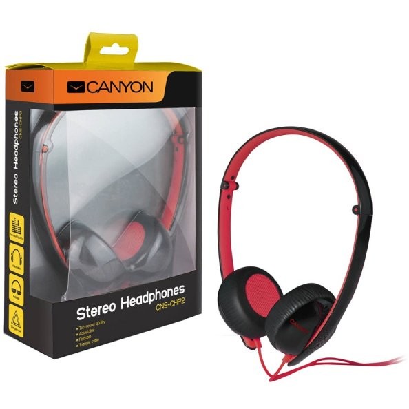 Casti CNS-CHP2BR Stereo Headphones, negru cu rosu