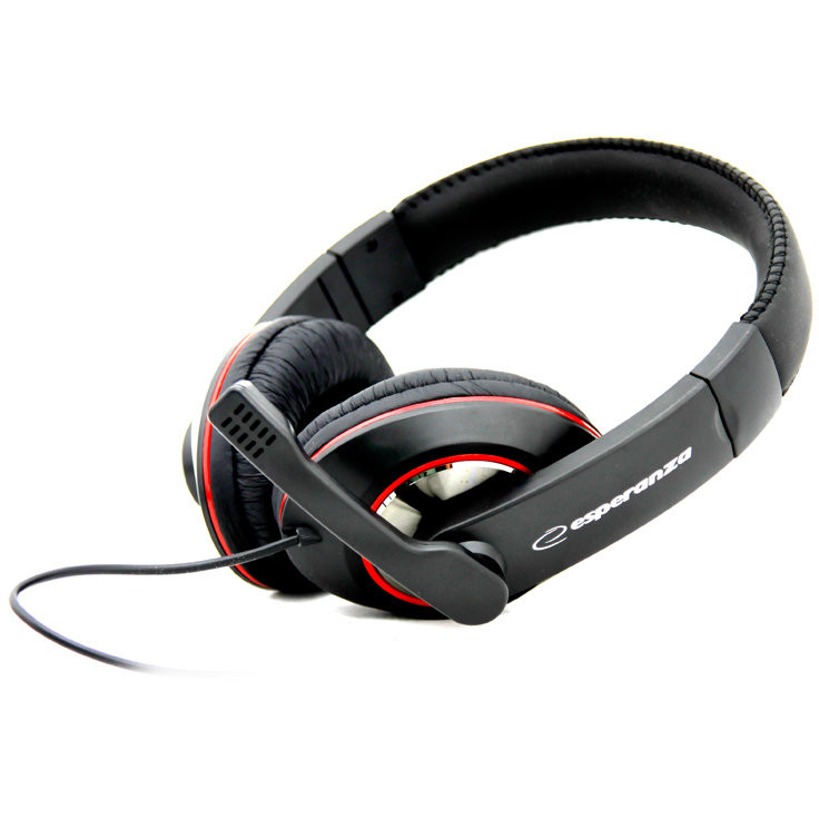 Casti Sonata EH118, stereo, cu microfon, negru/ rosu