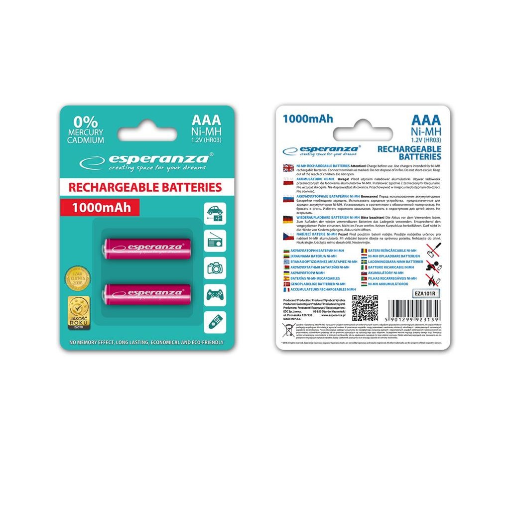 Esperanza EZA101R Baterii reîncărcabile Ni-MH AAA 1000MAH 2PCS.
