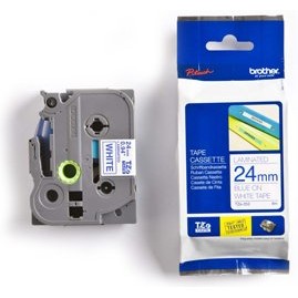 Etichete Brother TZE253, 24mm/8m, Albastru/Alb