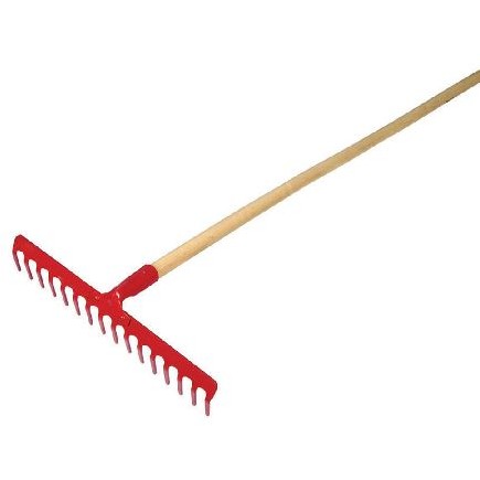 GREBLA METALICA CU MANER LEMN 130CM / 18 DINTI