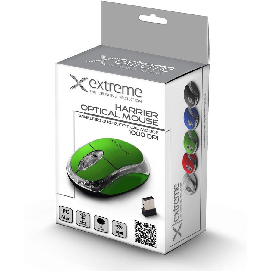 Mouse Extreme XM105G Wireless Optical Mouse 3D | 2.4 GHz| 1000 DPI| 3D|, Verde
