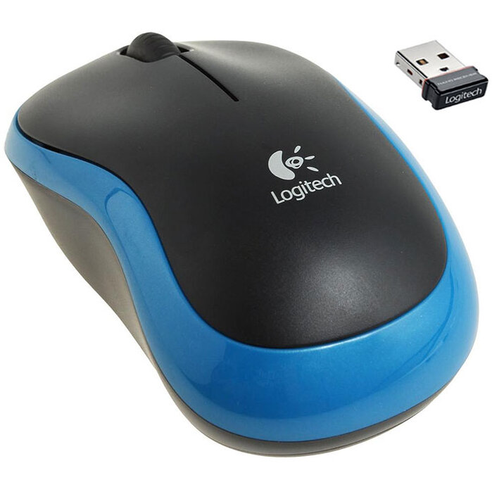 Mouse Wireless M185 Black Blue