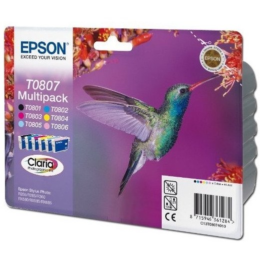Pachet 6 tonere Epson T0807 Claria Photographic Ink, Bk,M,C,Y,LC,LM