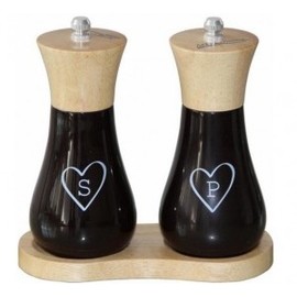 Set 2 rasnite sare / piper 15 cm plus suport Maro