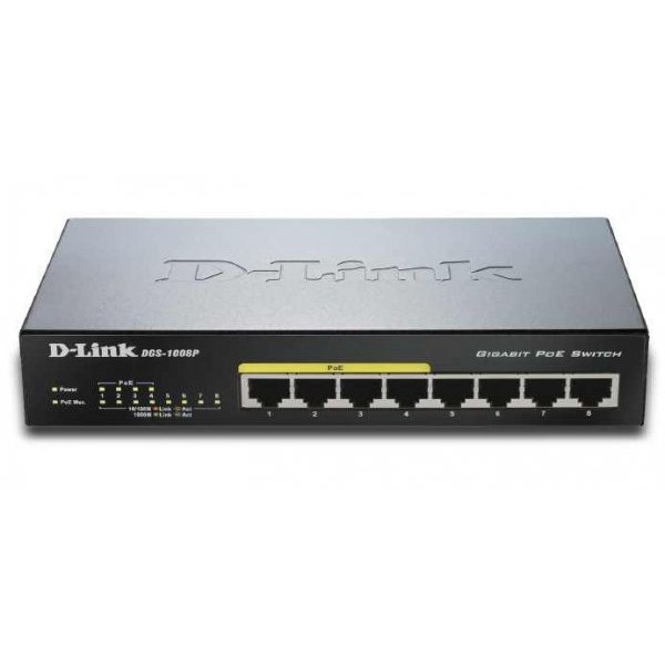 Switch DGS-1008P, 8 porturi 10/100/1000 Mbps PoE