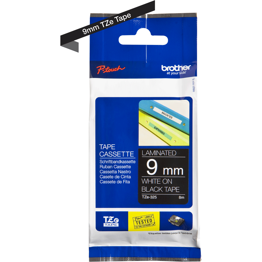 TZE-325 LAMINATED TAPE 9MM 8M