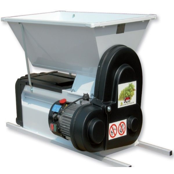 Zdrobitor de struguri cu desciorchinare, motor si snec, Grifo DMC, productivitate 1.5 tone/h, cuva emailata