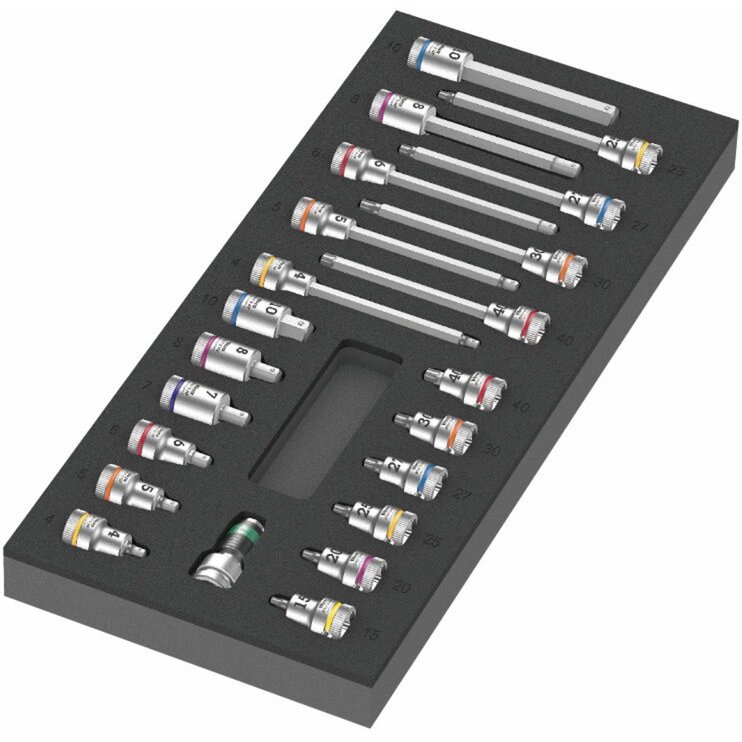 9723 foam insert Zyklop B 3/8 bit socket set 1, 22 pieces, tool set (black/grey, in foam insert for workshop trolley)