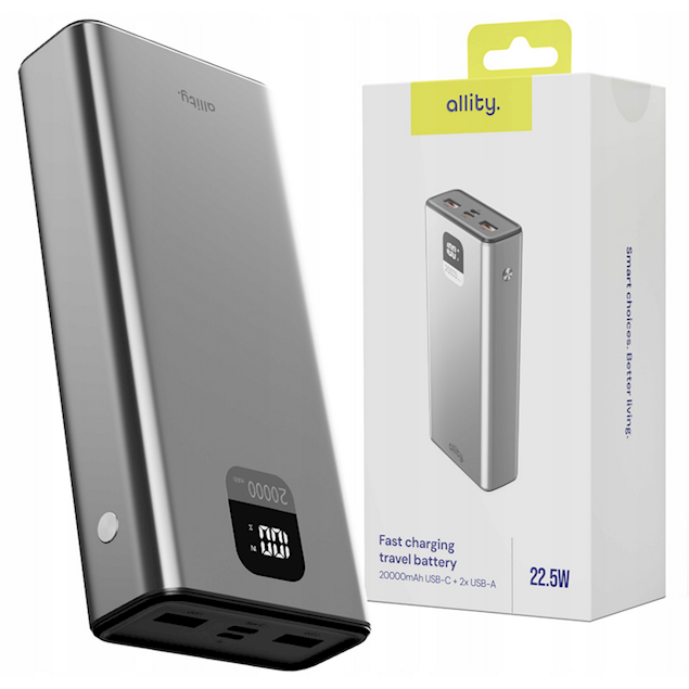 Acumulator Extern APB-100 PD QC 22.5W 20000mAh Gri