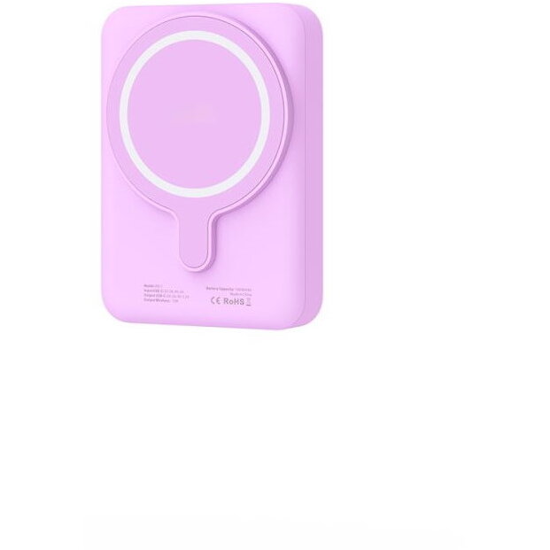 Acumulator extern LifeMag PB11 10000 mAh, compatibila MagSafe, 15W, Cablu USB-C, Lilac