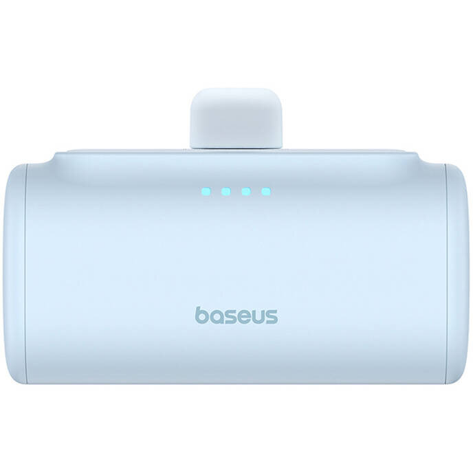 Acumulator extern OS Compact, 5000 mAh, USB, 20W, Cablu USB-C inclus, Conector Lightning integrat, Albastru