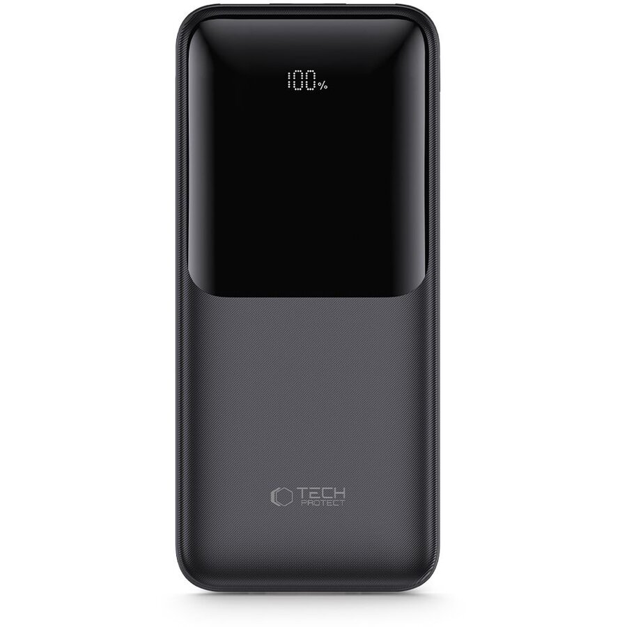 Acumulator extern PB02, 20000 mAh, LED, 22.5W, Cablu USB-C 50cm inclus, Negru