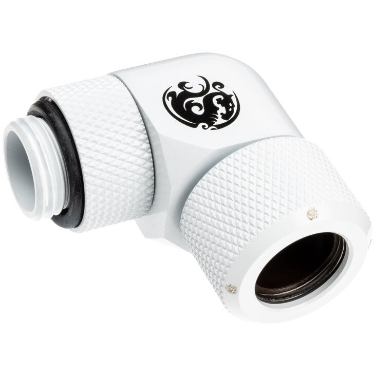 Adaptor Racirea  Apa 90 Grade G1/4inch Alama Nichelata 12mm  Alb