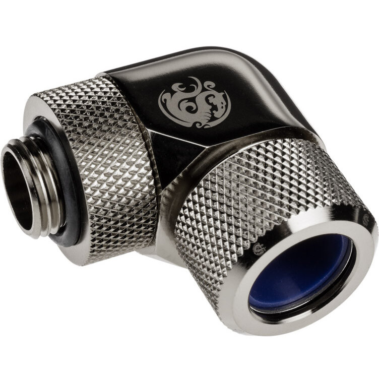 Adaptor Racirea  Apa 90 Grade G1/4inch Alama Nichelata  14mm Negru