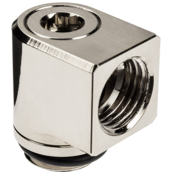 Adaptor Racirea  Apa Torque Micro  90 Grade G1/4inch  Nichel Diametru 16.5mm  Argintiu