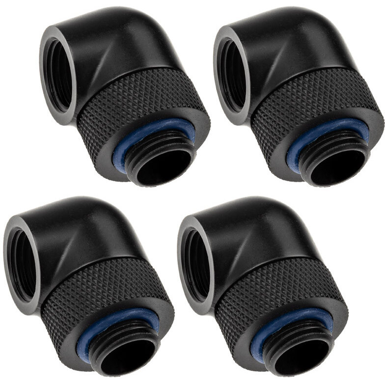 Adaptor Racirea  Apa x4  90 Grade G1/4inch  Alama Nichelata  Diametru 22mm Negru