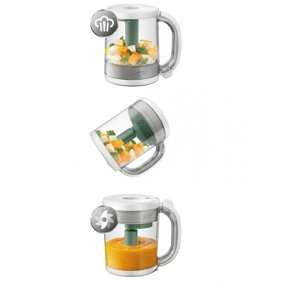 Aparat 4in1 -AVENT SCF885/01 Pentru Prepararea Hranei Bebelusilor Alb/Verde