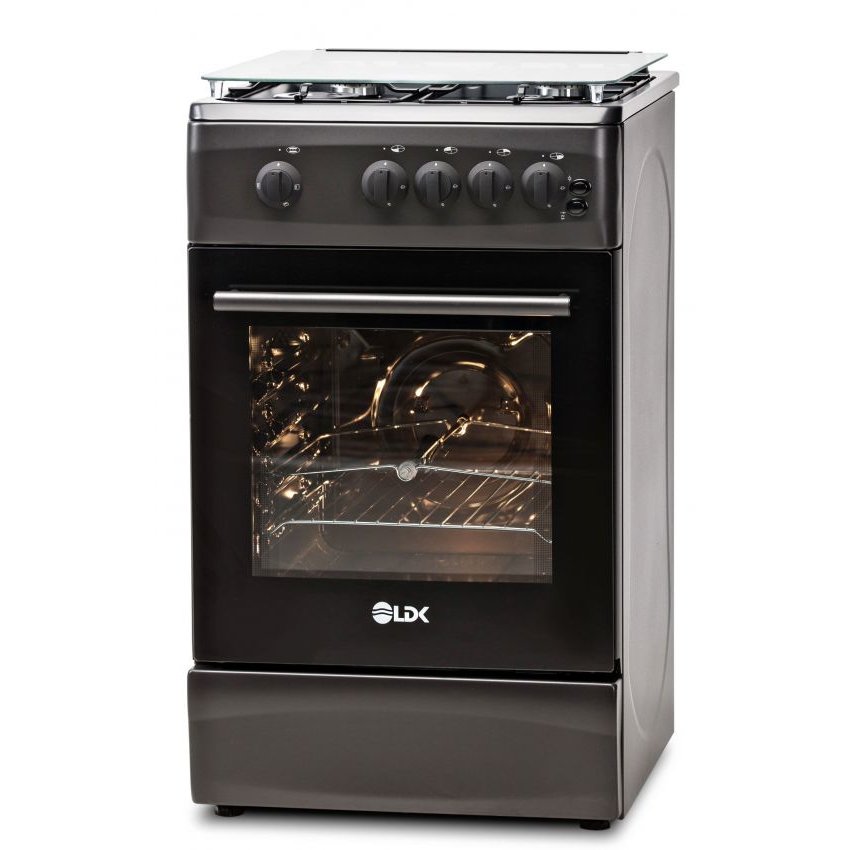 Aragaz 4 Arzatoare Siguranta Grill Rotisor Aprindere Iluminare Capac Sticla Negru