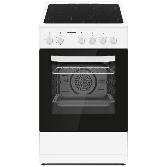 Aragaz Electric HFSC-S56E4VWH Plita Vitroceramica 4 Zone de Gatit Cuptor Electric Clasa A Grill Alb