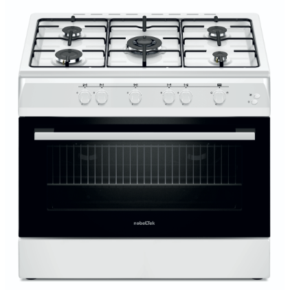 Aragaz NLT 6903A/G1 60x90cm Plita si Cuptor pe Gaz 5 Arzatoare Grill Alb