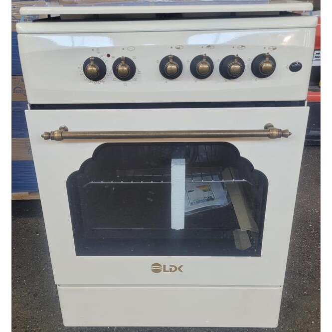 Aragaz Resigilat 6060 ECAI BEIGE RUSTIC LPG Siguranta Cuptor electric cu convectie Aprindere Iluminare Capac metalic Bej