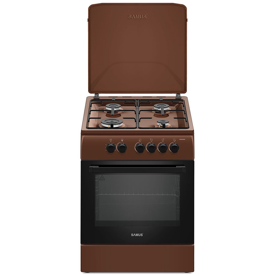 Aragaz SM664MBS 4 Arzatoare + Cuptor pe Gaz Timer 60CM Maro