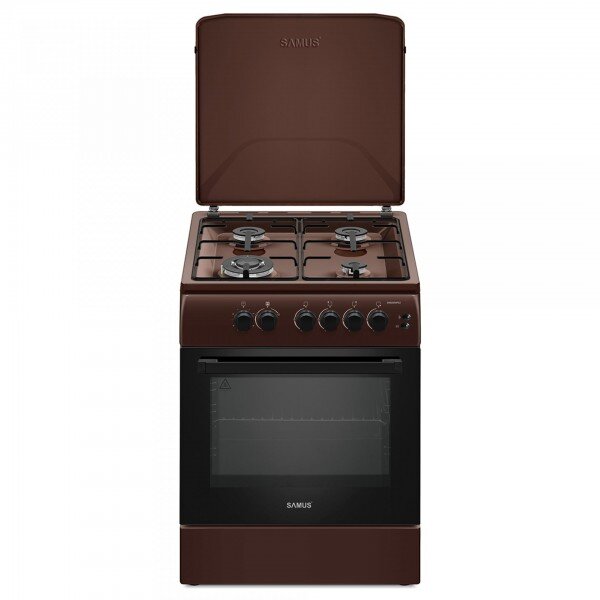 Aragaz SM664MPGS Plita + Cuptor 4 Arzatoare 1 Arzator WOK Duze GPL Maro