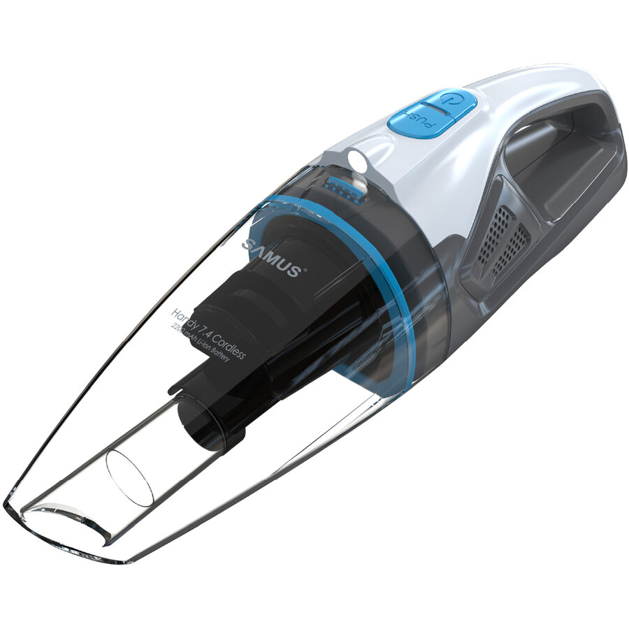 Aspirator de Mana HANDY 7.4 CORDLESS Capacitate Colectare 0.5L  Acumulator Li-Ion 7.4V / 2200mAh Putere 50W Gri/Alb/Albastru