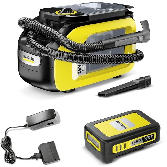 Aspirator Fara Sac SE 3-18 1.081-502.0 Compact Battery Set cu Spray - Extractie 1.2L Acumulator 2.5Ah / 18V 184W Galben/Negru