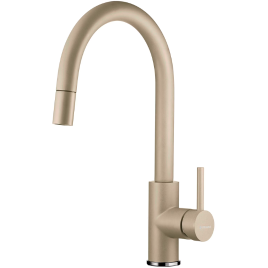 Baterie Bucatarie verismo Monocomanda  Pipa Inalta Cu Cap Extractabil  Aerator Cu Limitare De Debit  Finisaj  Bej