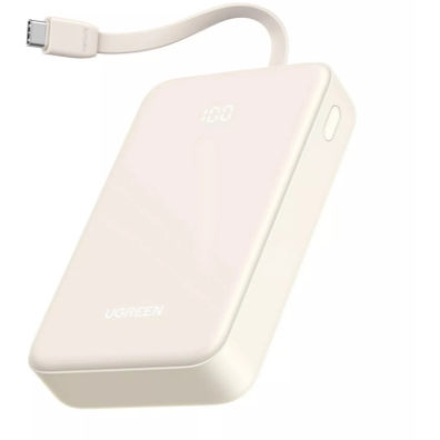 Baterie Externa 20.000mAh  22.5W  USB-C  USB-A  Cablu USB-C Incorporat   22.5W Bej
