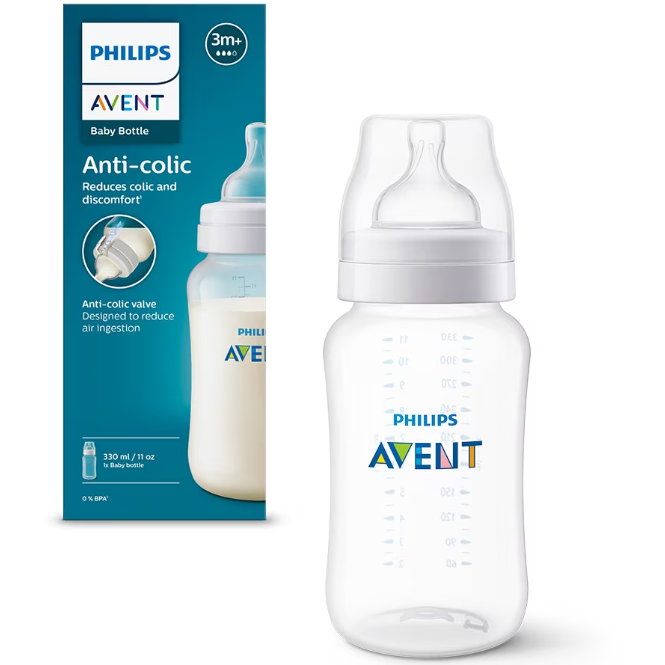 Biberon Anti-Colici Avent Scy106/01 330ml Tetina Debit 3 +3 Luni Fara Bpa Usor De Curatat