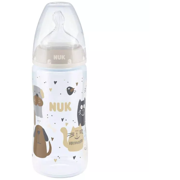 Biberon Resigilat First Choice  Polipropilena Indicator Temperatura si Tetina din Silicon M 300ml 6-18 luni Multicolor