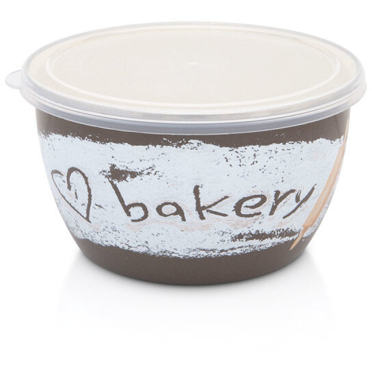 Bol cu Capac Bakery Capacitate 1.7L Diametru 16CM Maro/Bej