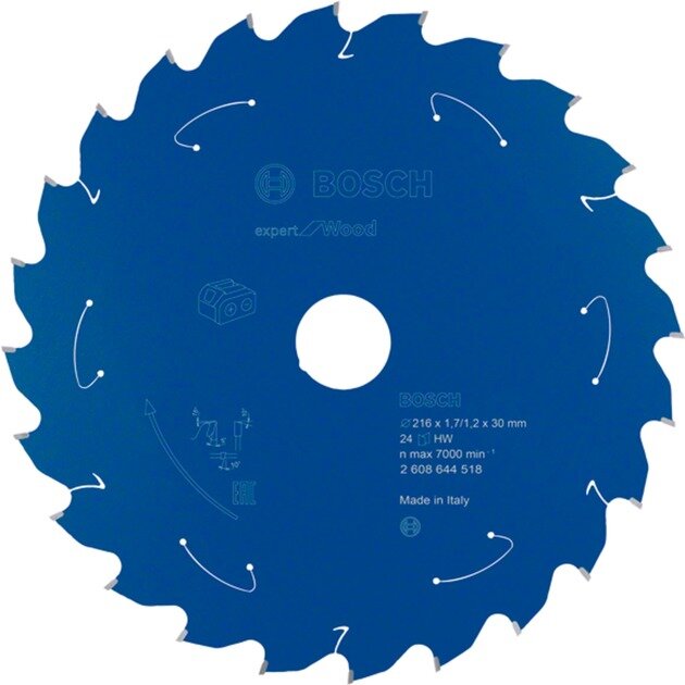 Bosch circular saw blade Expert for Wood,  216mm, 24Z (bore 30mm, for cordless miter saws)