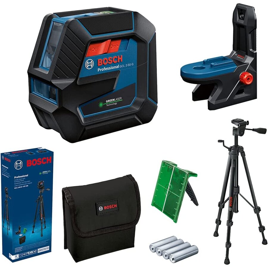 Bosch combi laser GCL 2-50 G Professional with Tripod, cross line laser (blue/black, green laser lines, with RM10 Professional mount)