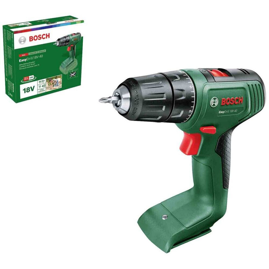 Bosch cordless drill EasyDrill 18V-40 (green/black, without battery and charger)