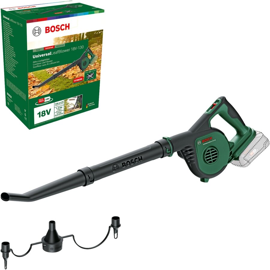 Bosch cordless leaf blower Universal LeafBlower 18V-130 Solo, 18Volt, leaf blower (green/black, without battery and charger, POWER FOR ALL ALLIANCE)