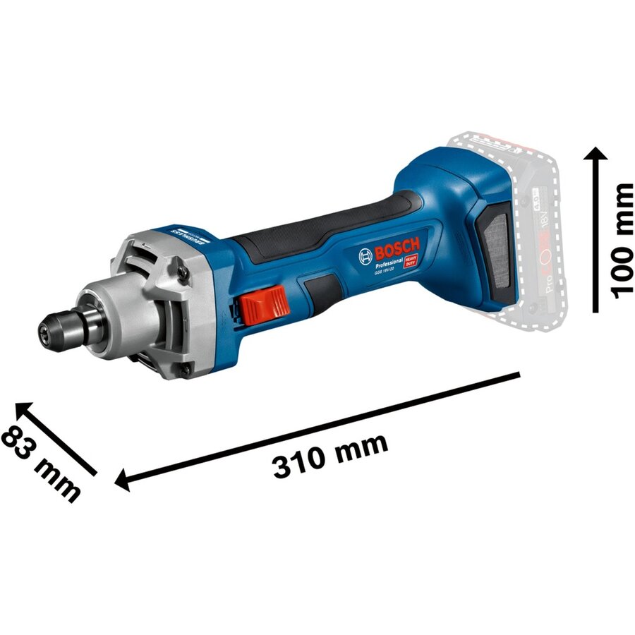 Bosch cordless straight grinder GGS 18V-20 Professional solo (blue/black, without battery and charger, in L-BOXX)
