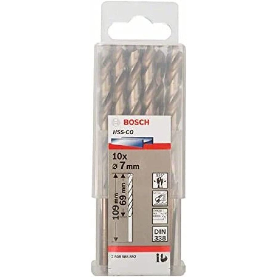 Bosch Metal twist drill HSS-Co, DIN 338,  7.0mm (10 pieces, working length 69mm)