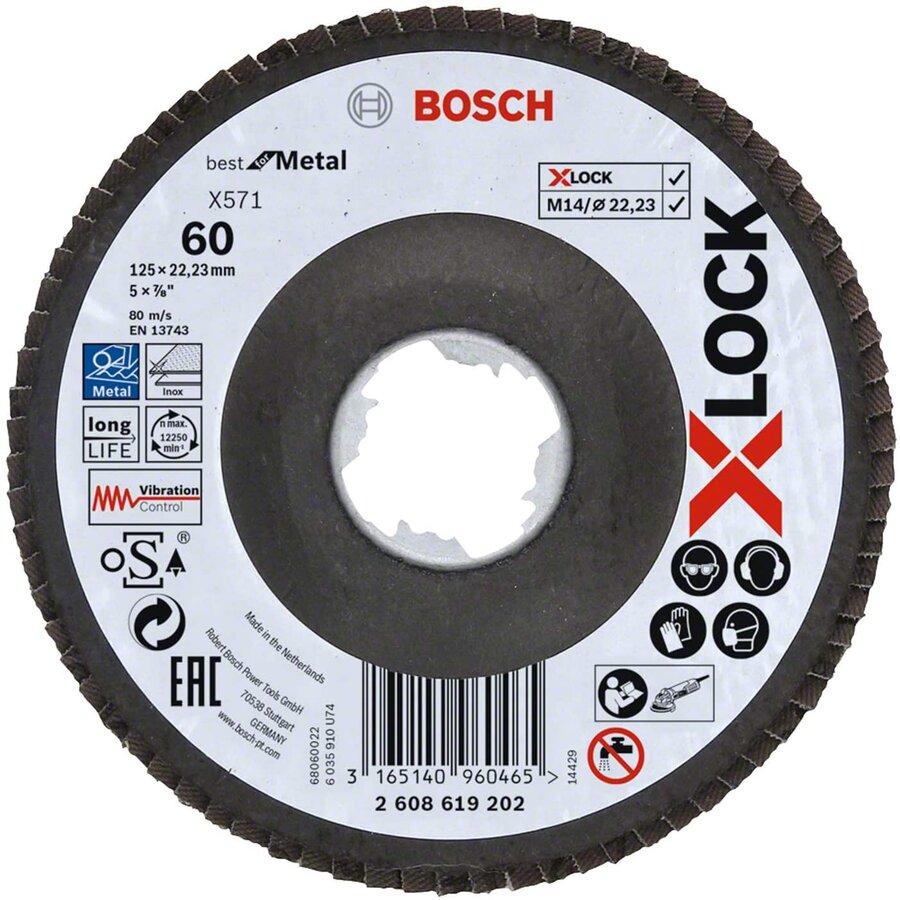 Bosch X-LOCK serrated lock washer X571 Best for Metal, 125mm, grinding wheel (O 125mm, K 60, angled version)