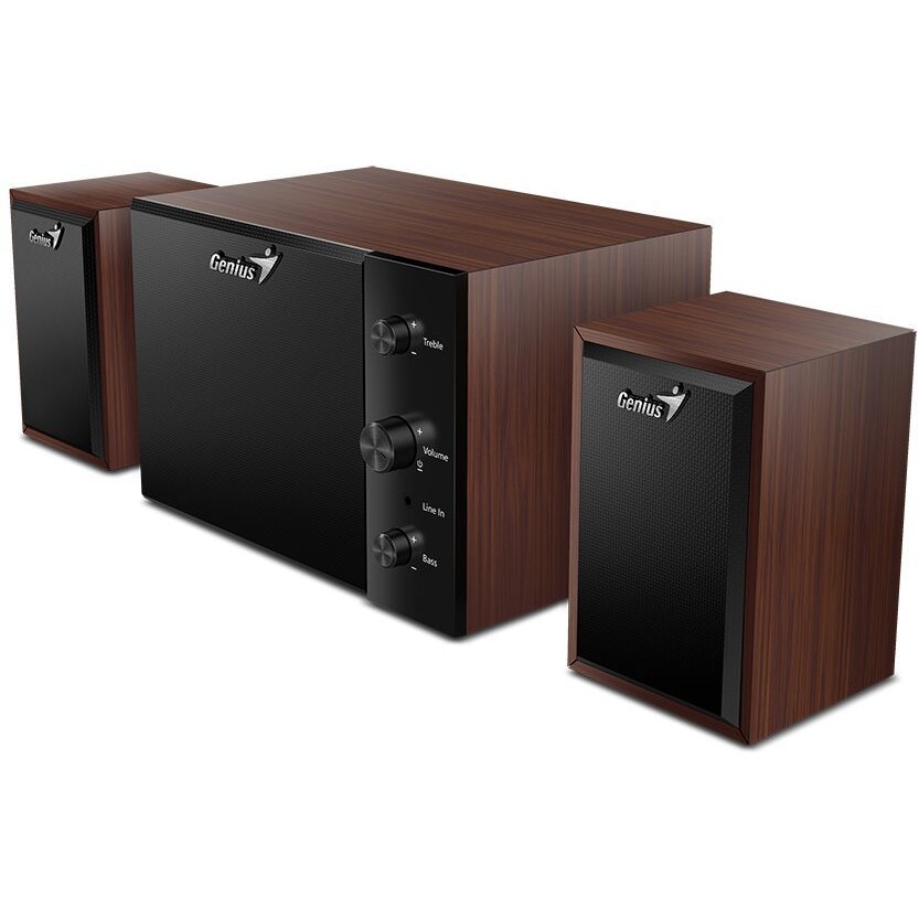 Boxe 2.1 RMS 15W (2 x 3.5W + 1 x 8W) Lemn Maro/Negru