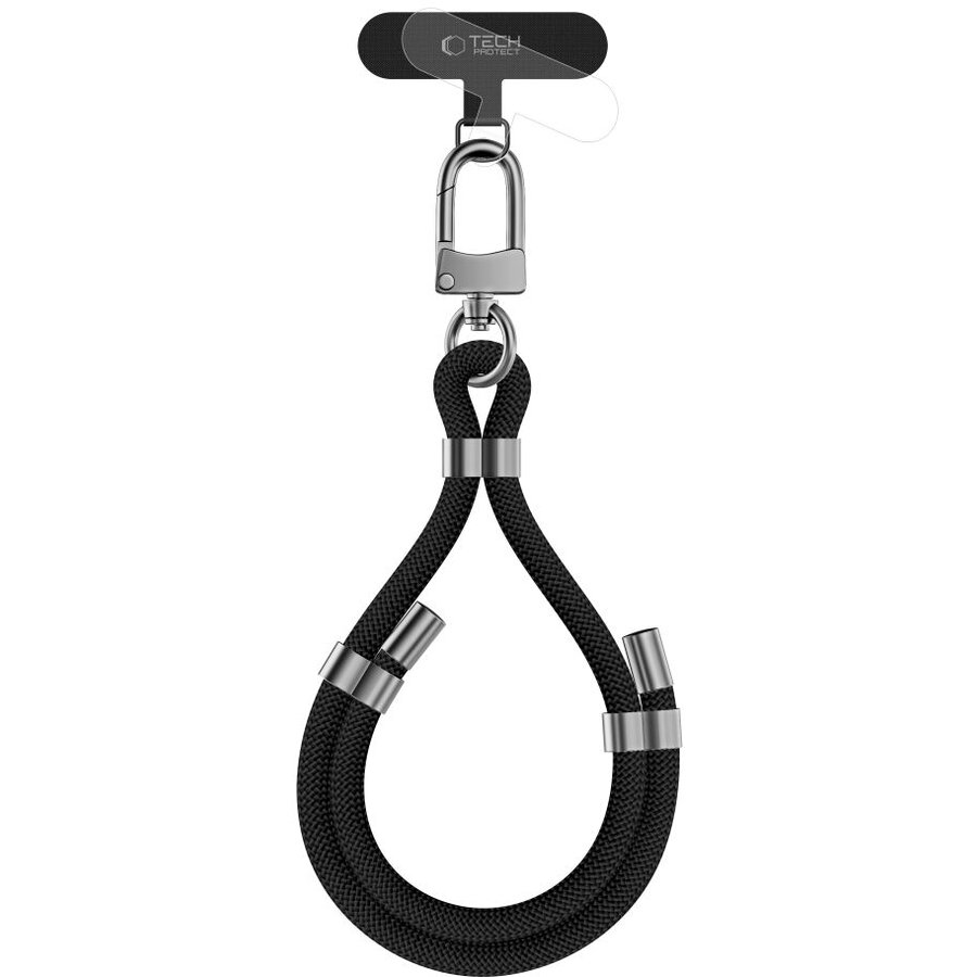 C4S Rope Wrist, 23cm, Negru/Argintiu